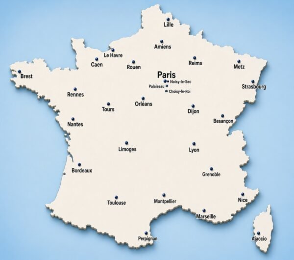 Carte de France - Formations SECUFER 100% en visioconférence partout en France
